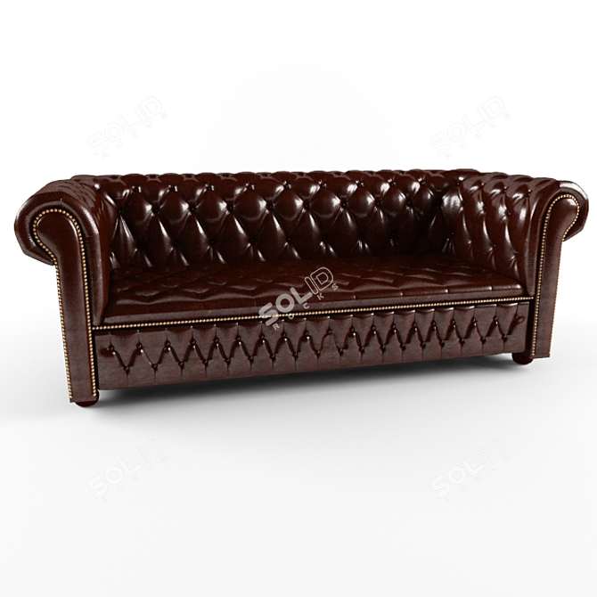 Classic Chesterfield Sofa: Elegant & Spacious 3D model image 1