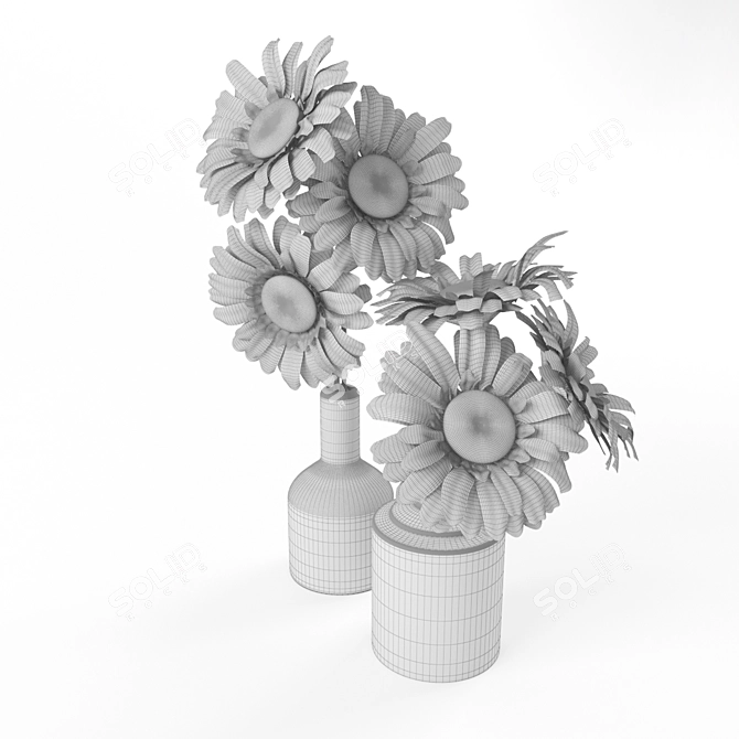 Dazzling Gerbera Bouquet 3D model image 2