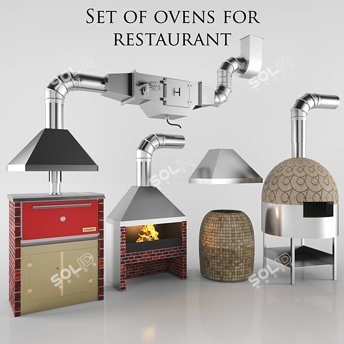 Professional Restaurant Oven Set 3D model image 1