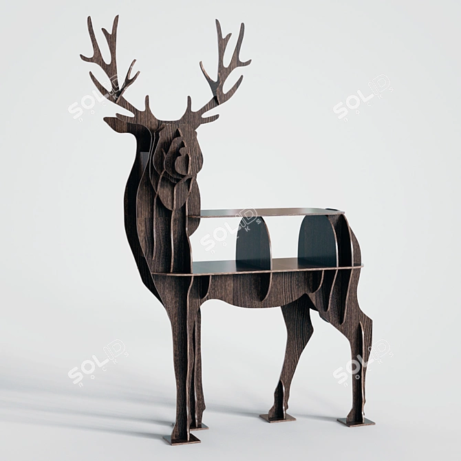 Wooden Deer Shaped Shelf 3D model image 1