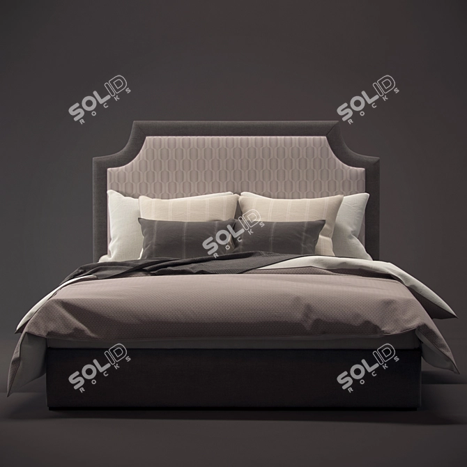 Contemporary Fabric Bedframe - 3D Model 3D model image 2