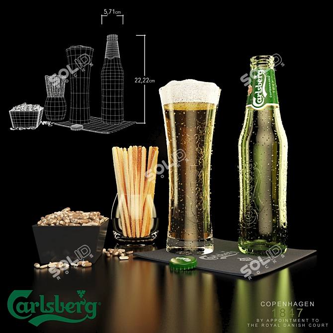 Carlsberg Combo: Beer, Peanuts & Crackers 3D model image 1