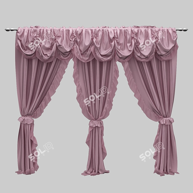 Title: Quick-Fit Lightweight Curtains 3D model image 1