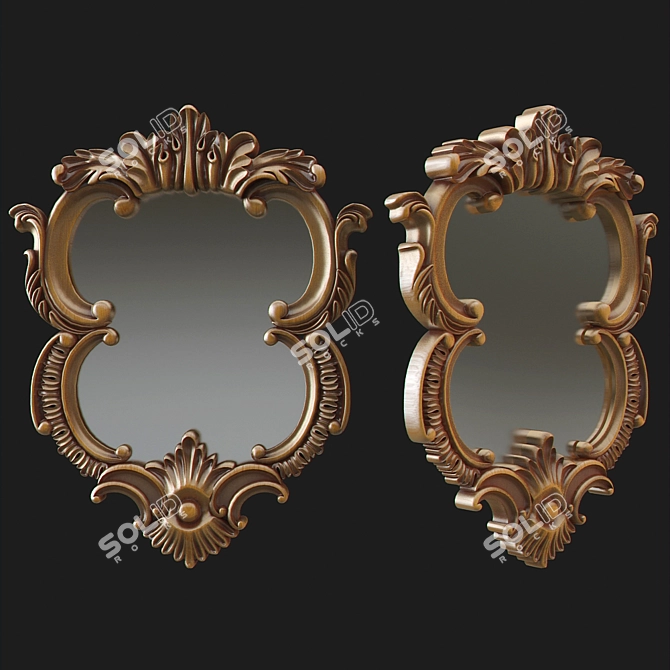 Classic Oak Carved Mirror 3D model image 1
