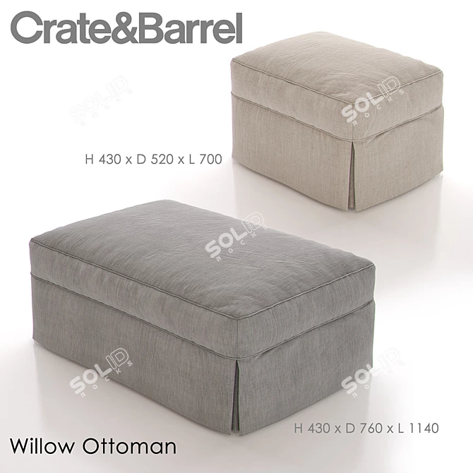 Elegant Willow Ottoman: Meticulously Crafted 3D model image 1