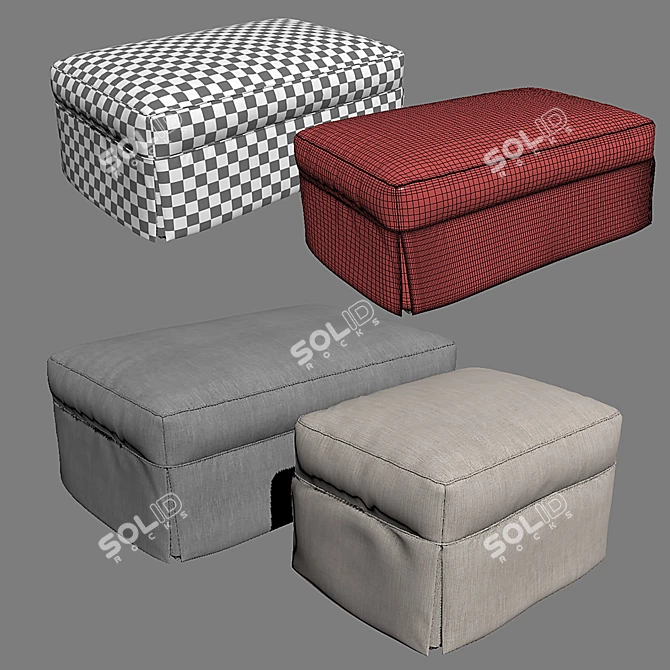 Elegant Willow Ottoman: Meticulously Crafted 3D model image 3