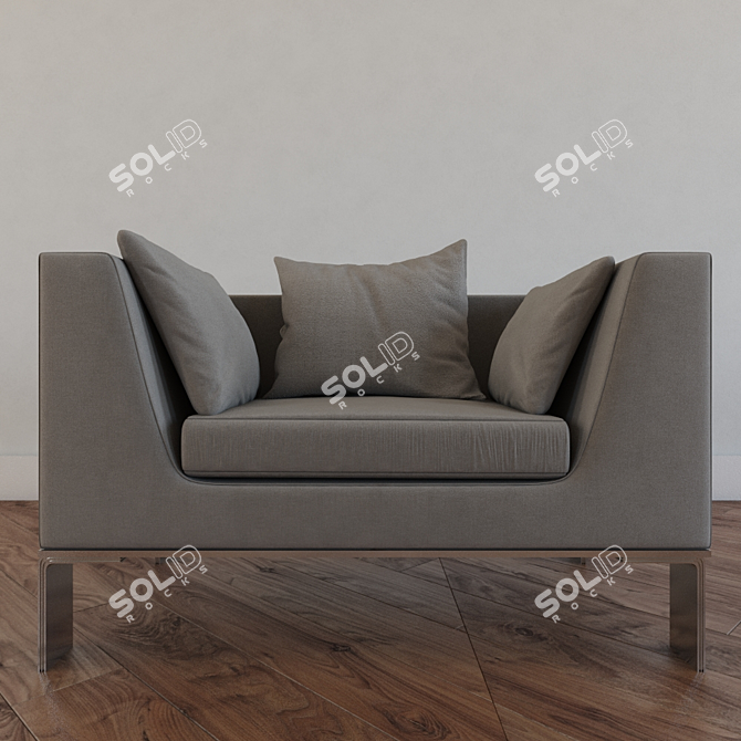 Sleek White Sofa: Simple & Modern 3D model image 1