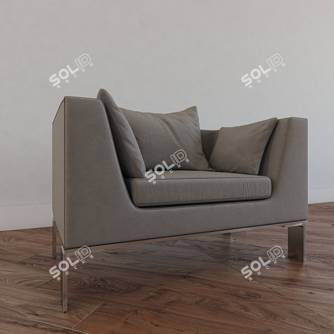 Sleek White Sofa: Simple & Modern 3D model image 2