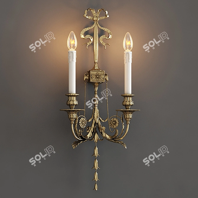 Elegant Guilded Ormolu Wall Lights 3D model image 1