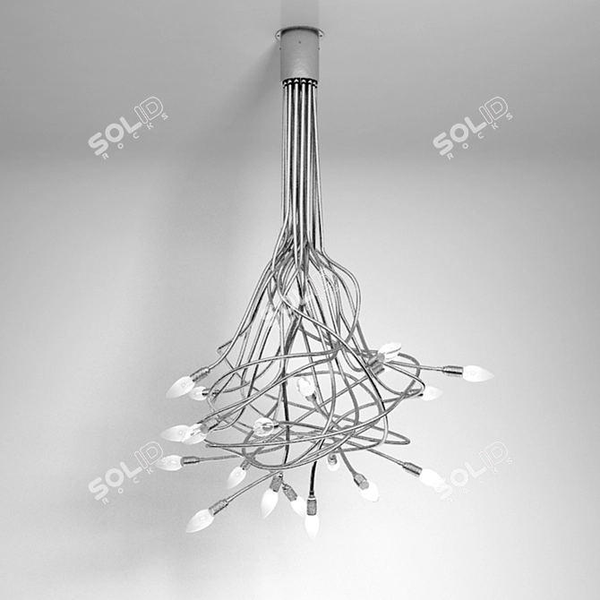 Elegant Filament Chandelier by Catellani & Smith 3D model image 1