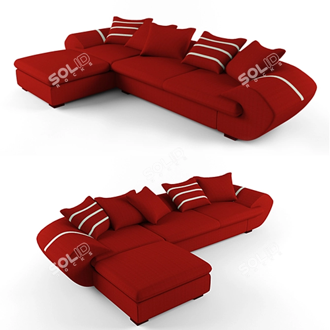 Red Modern Sectional Sofa 3D model image 1