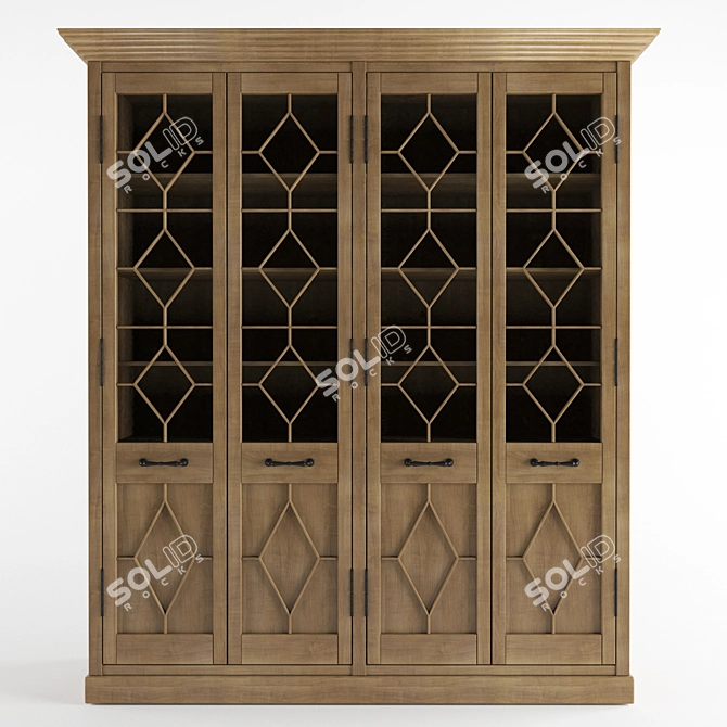 Georgian Fretwork Buffet: Handcrafted Elegance 3D model image 1