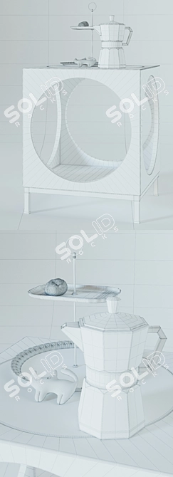 Minimalist Mirrored Side Table 3D model image 3