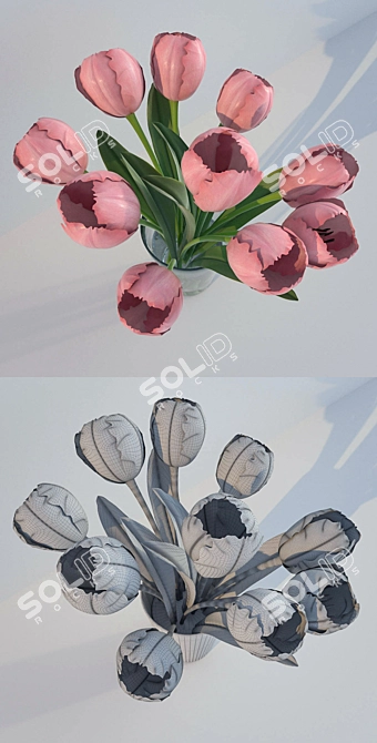 Elegant Tulips in a Vase 3D model image 2