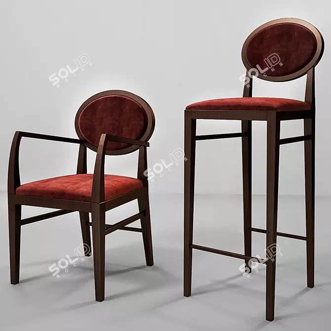 Elegant Art Deco Chairs 3D model image 1