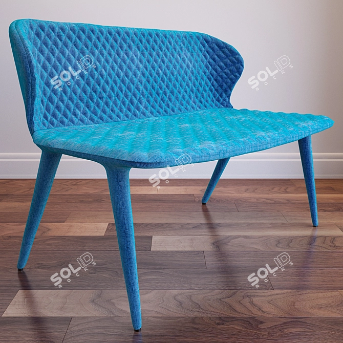 Stylish Astoria Blue Dining Bench 3D model image 1