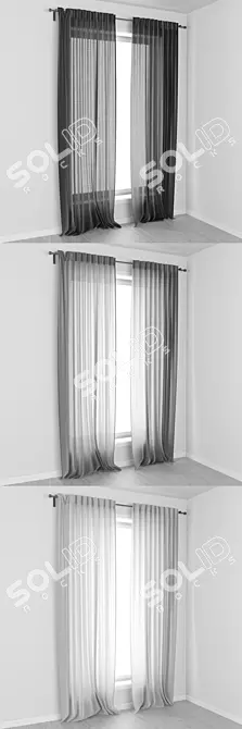 IKEA AINA Curtain Set with Rod 3D model image 2