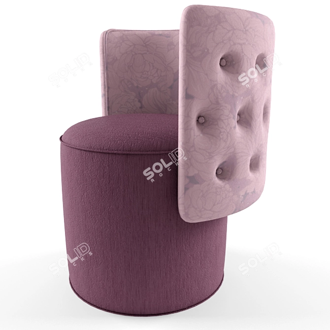 Elegant Lola Round Backed Pouffe 3D model image 1