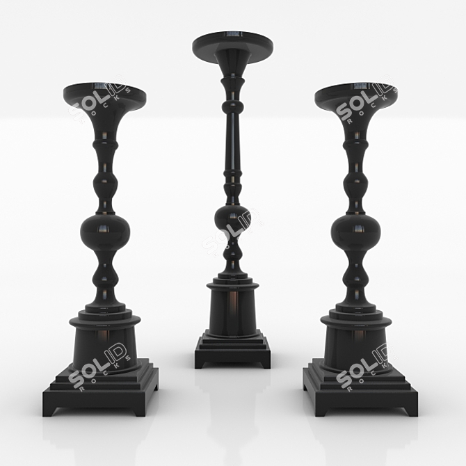 Elegant Set of 3 Candlestands 3D model image 1