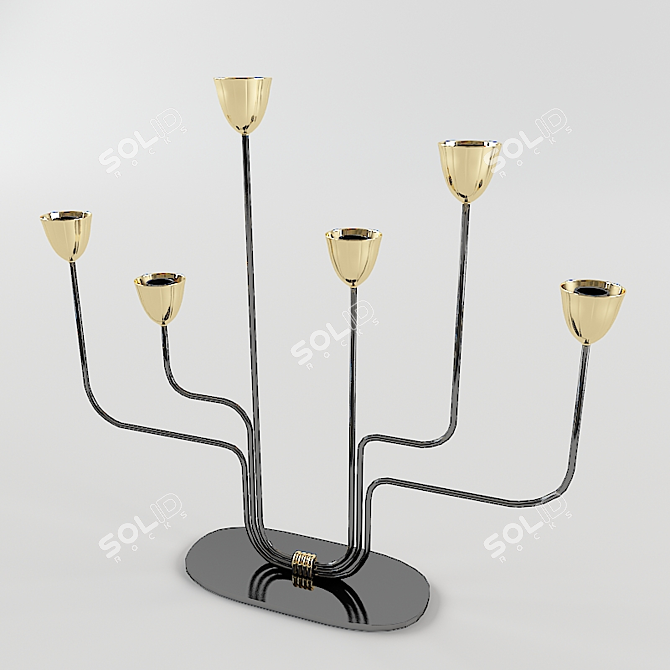 Black & Gold Console Set: Elegant Decor 3D model image 2