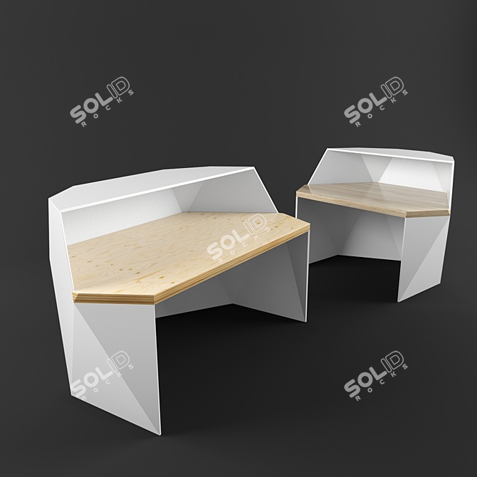 Hex Diamond Reception Desk 3D model image 1