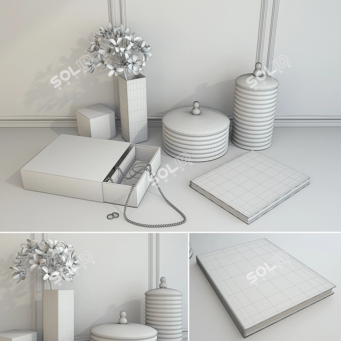 Elegant Dressing Table Set 3D model image 2