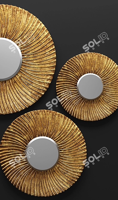 Golden Swirl Mirror Trio 3D model image 2