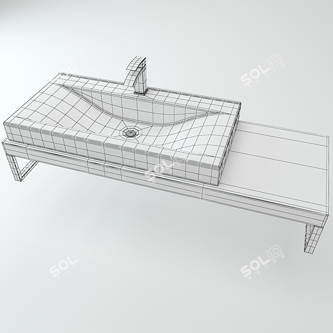 Wooden Plate Washbasin 3D model image 3