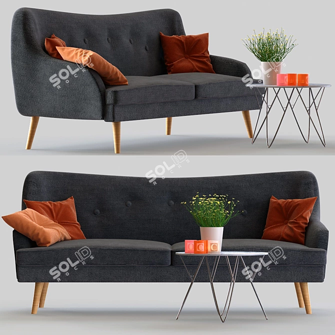 Regina Sofa & Prunus Table: Elegant & Functional Furnishings 3D model image 1