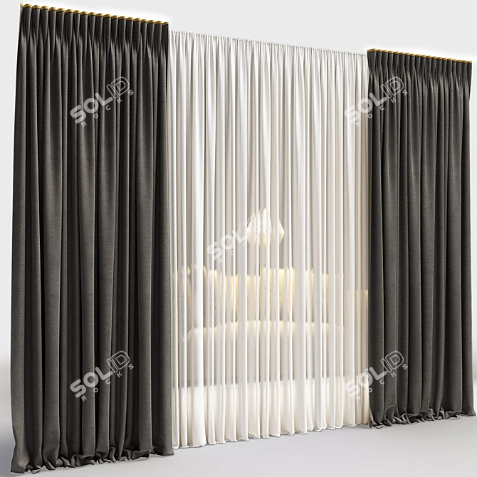 Polyester Curtains 230x152 - Colorful and Durable 3D model image 1