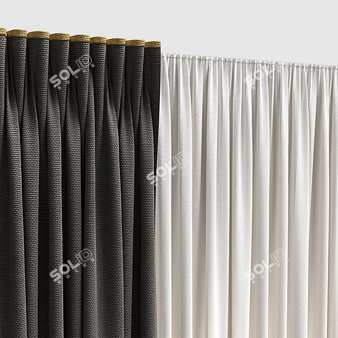 Polyester Curtains 230x152 - Colorful and Durable 3D model image 2