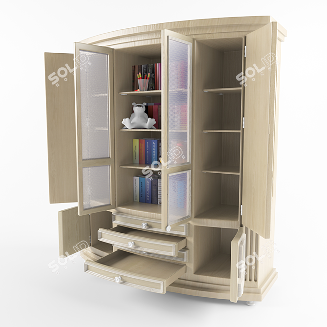 Sleek Wood Bookcase 3D model image 2