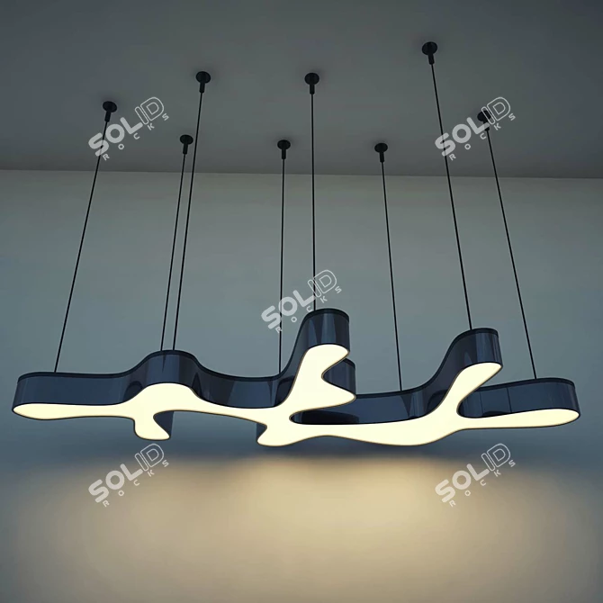 Elegant Wide Ceiling Chandelier 3D model image 1