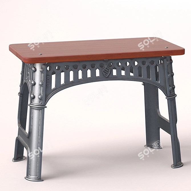 Vintage Industrial Factory Table 3D model image 1
