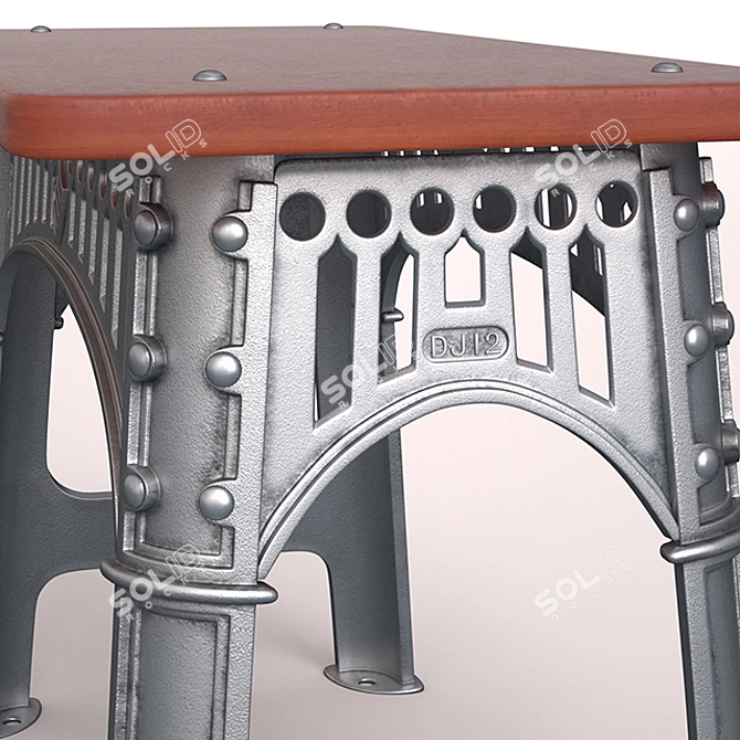Vintage Industrial Factory Table 3D model image 3
