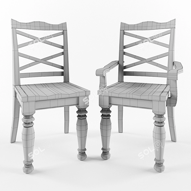 Elegant Porter Dining Chair 3D model image 3