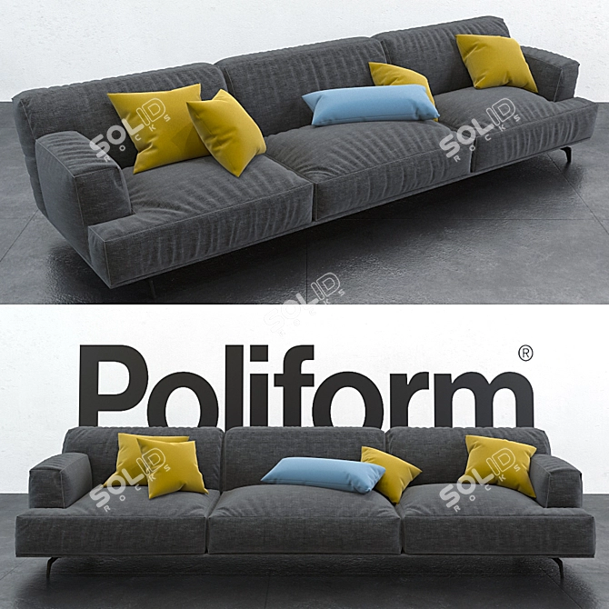 Sleek and Stylish Poliform TRIBECA Sofa 3D model image 1