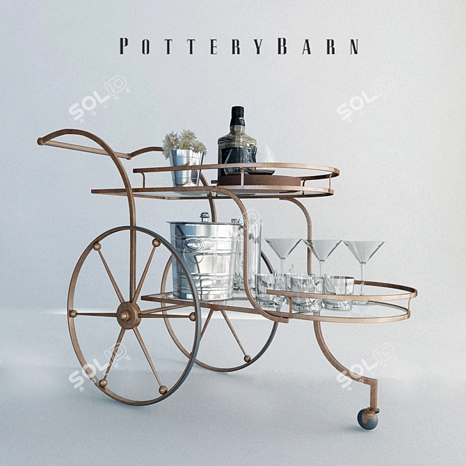 Ken Fulk Admiral Bar Cart 3D model image 1