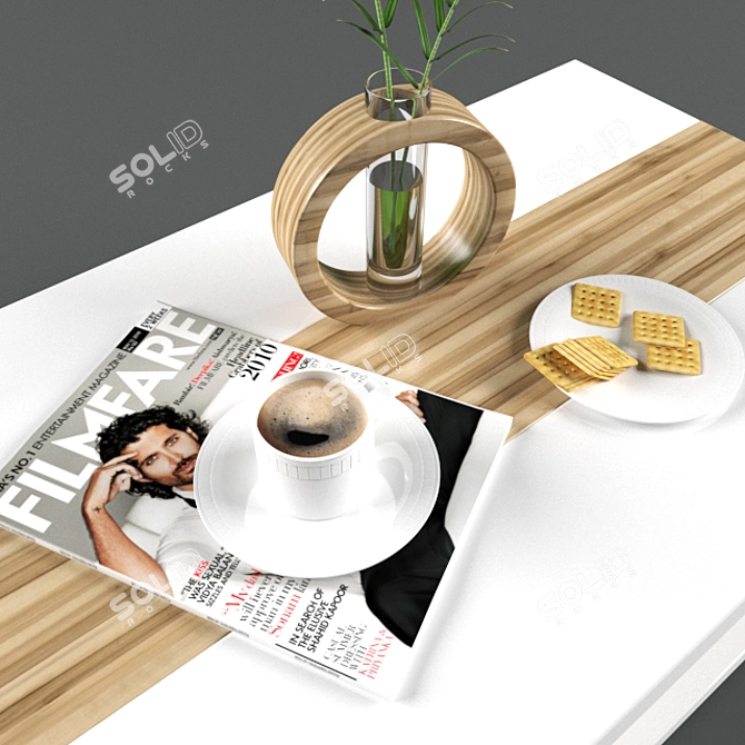 Elegant Tea Table Set 3D model image 2
