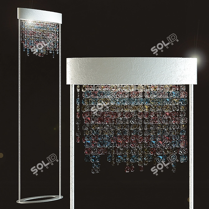 Elegant Silver and Crystal Floor Lamp 3D model image 1