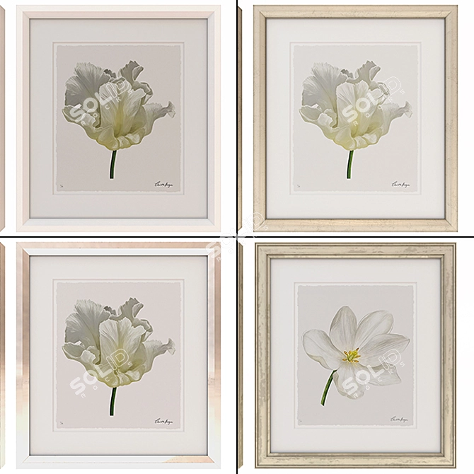 Elegant Watercolour Tulip Art 3D model image 2