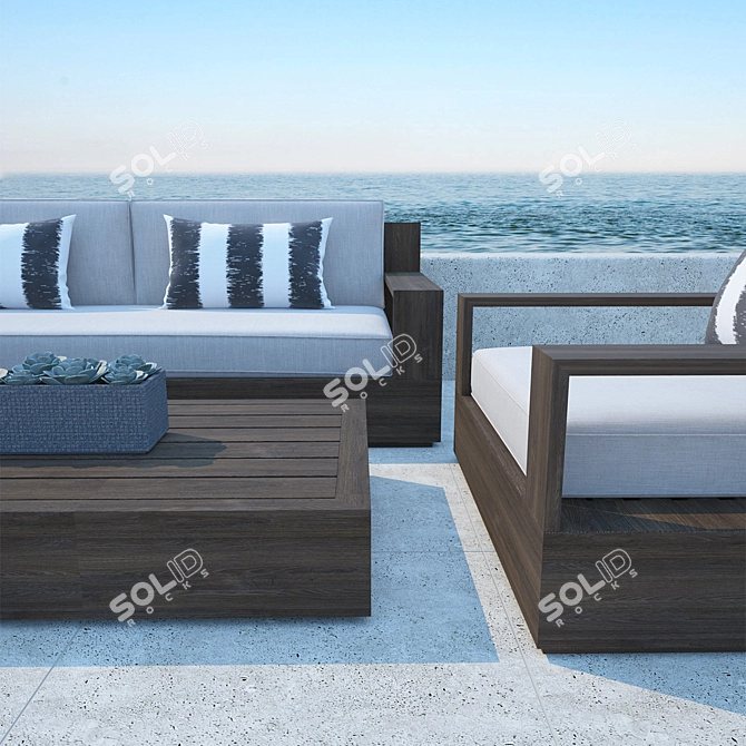 Luxury Marbella Teak Sofa 3D model image 2