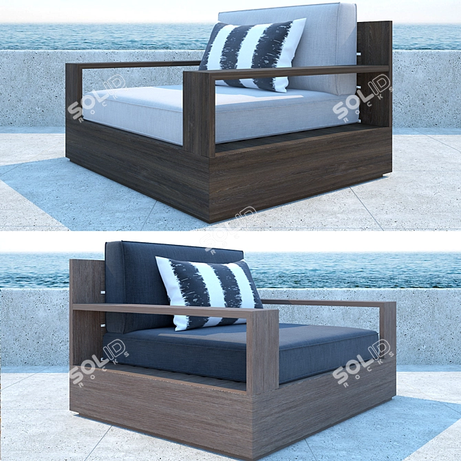 Luxury Marbella Teak Sofa 3D model image 3