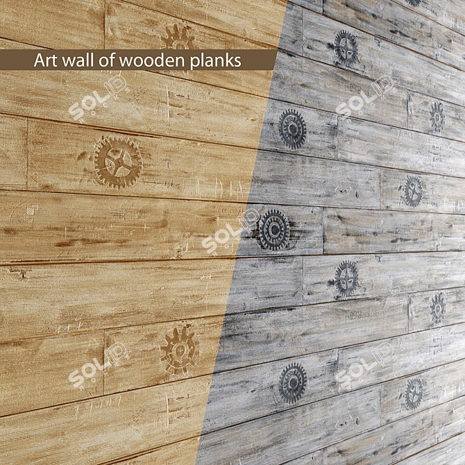 Rustic Board Art Display 3D model image 1