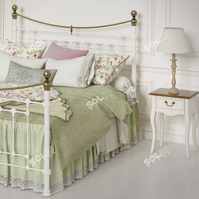 Elegant Victoria Stone Bedroom Set 3D model image 3