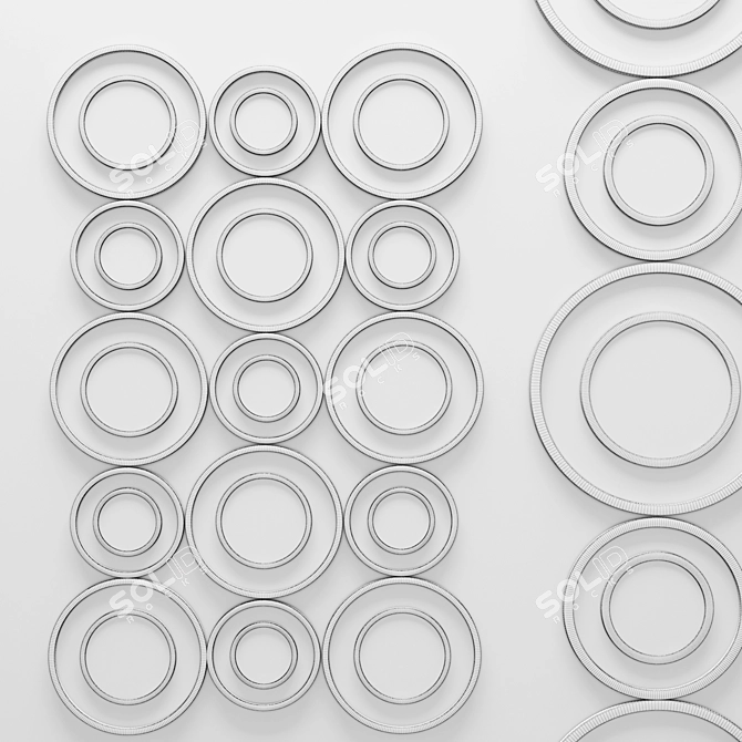 Vobbia Metal Circles Mirror: Sleek and Modern 3D model image 3