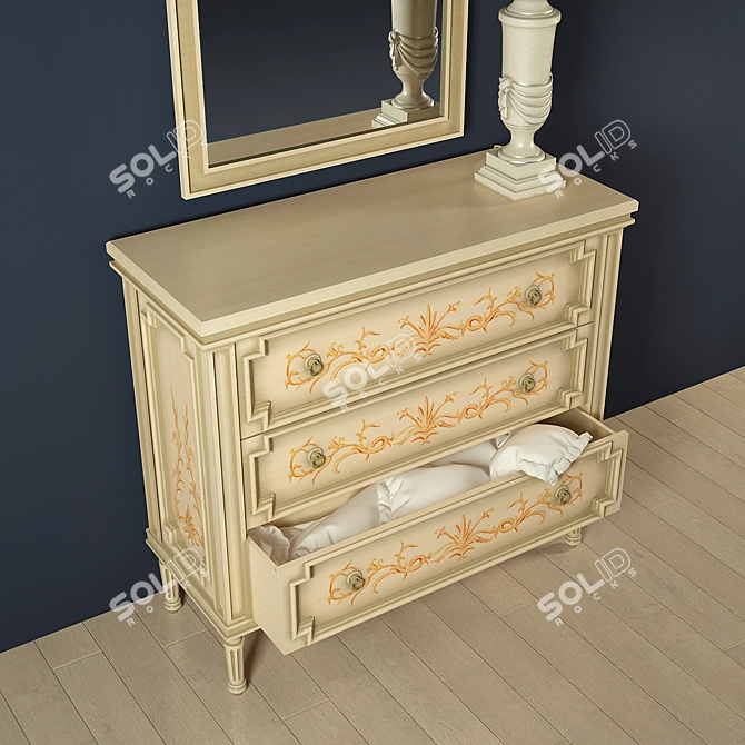 DEYPU Dormit 63 Burdeos Dresser and Mirror Set 3D model image 2