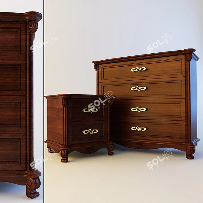 Alesi Belfan Chest & Nightstand 3D model image 1