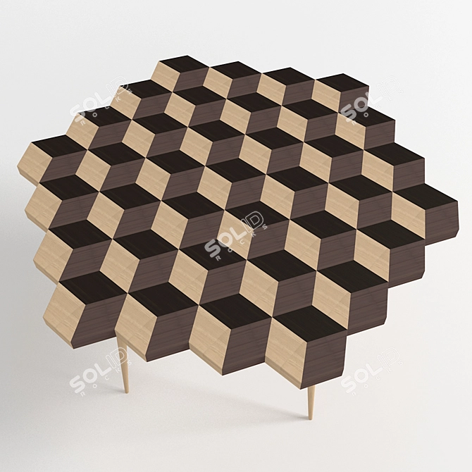 Modern Wooden Patterned Table | Stylish Home Décor 3D model image 1