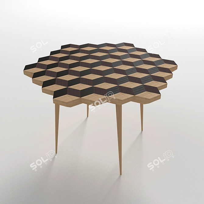 Modern Wooden Patterned Table | Stylish Home Décor 3D model image 2